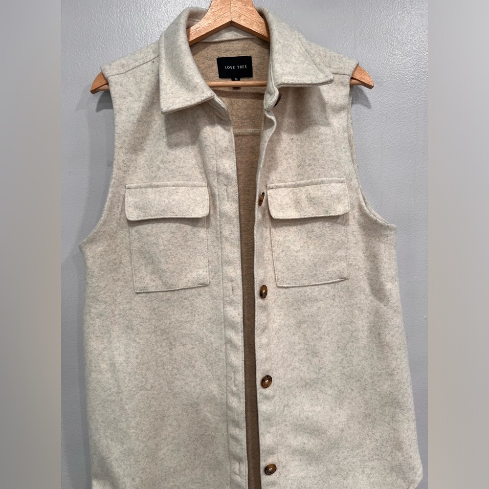 Love Tree Soft Heather beige flannel women vest - Medium - Picture 8 of 12